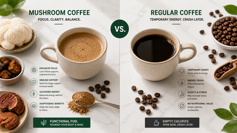 Mushroom Coffee vs Regular Coffee: What's the Difference?